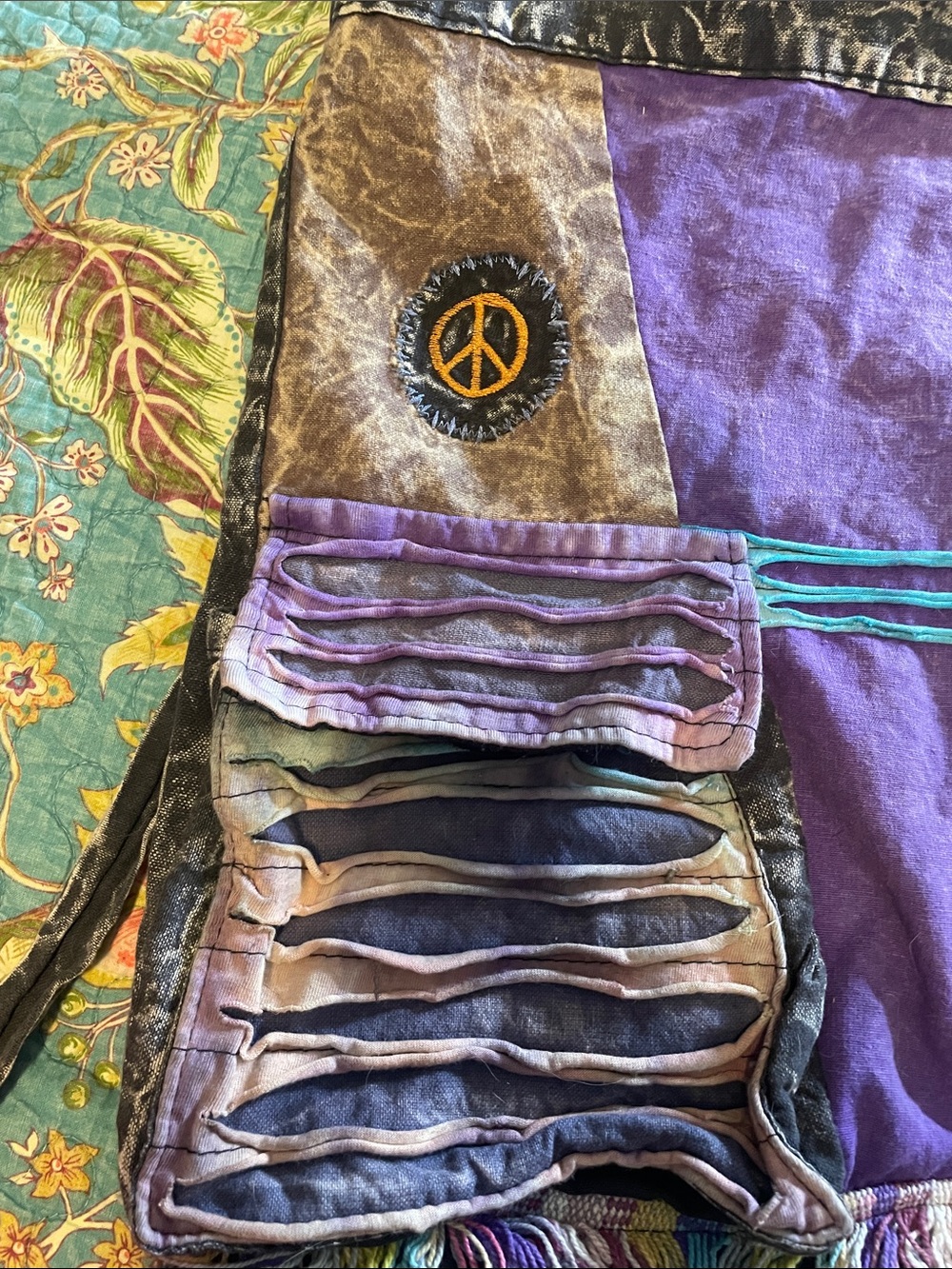 Boho Multicolor Fringe Patchwork Backpack - Picture 3 of 5